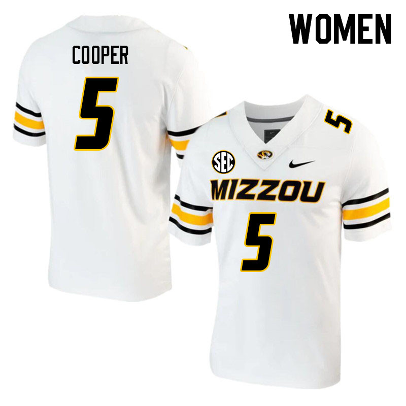 Women #5 Mookie Cooper Missouri Tigers College 2023 Football Stitched Jerseys Sale-White